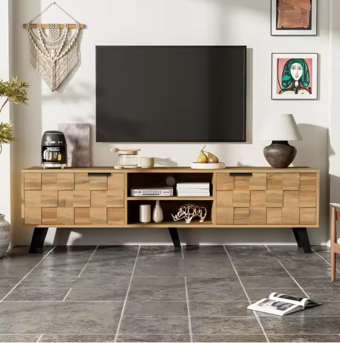 Modern TV-meubel met 2 Deuren & Open Vakken – 160,5 cm Breed