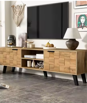 Modern TV-meubel met 2 Deuren & Open Vakken – 160,5 cm Breed