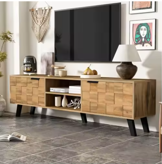 Modern TV-meubel met 2 Deuren & Open Vakken – 160,5 cm Breed