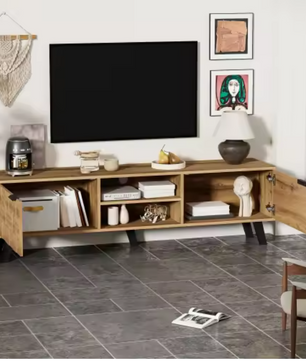 Modern TV-meubel met 2 Deuren & Open Vakken – 160,5 cm Breed