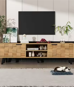 Modern TV-meubel met 2 Deuren & Open Vakken – 160,5 cm Breed