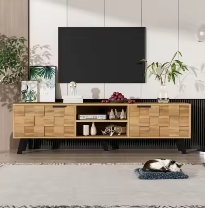 Modern TV-meubel met 2 Deuren & Open Vakken – 160,5 cm Breed