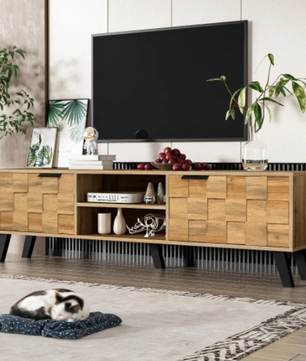 Modern TV-meubel met 2 Deuren & Open Vakken – 160,5 cm Breed