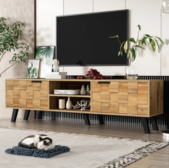 Modern TV-meubel met 2 Deuren & Open Vakken – 160,5 cm Breed