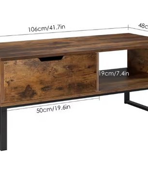 TV-Lowboard met Deuren en Open Vakken – Hout & Metaal, 106 x 48 x 43 cm