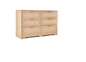Ladekast met 6 Rattan Lades – Hout & Gouden Handgrepen, 120 x 75 x 40 cm