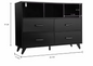 Ladekast met 4 Lades & Open Vakken – Zwart Hout, Modern & Multifunctioneel