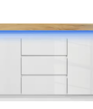 Dressoir met 5 Lades – Hoogglans Wit & LED-Verlichting, 140 cm Breed