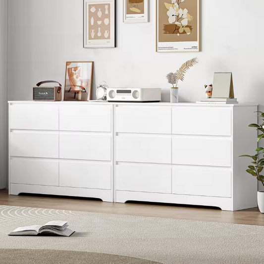 Dressoir met 6 Lades – Hoogglans Wit Kast, 120×40×82 cm
