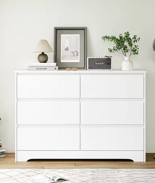Dressoir met 6 Lades – Hoogglans Wit Kast, 120×40×82 cm