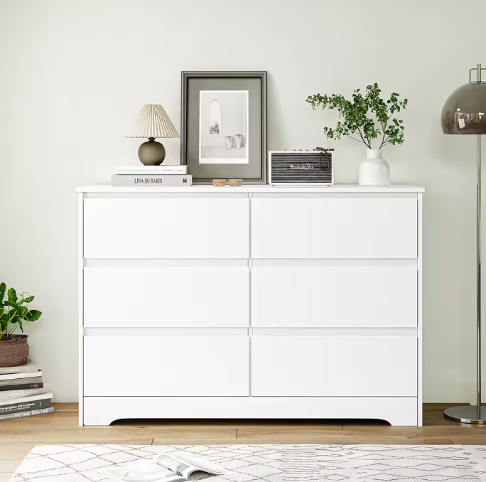 Dressoir met 6 Lades – Hoogglans Wit Kast, 120×40×82 cm