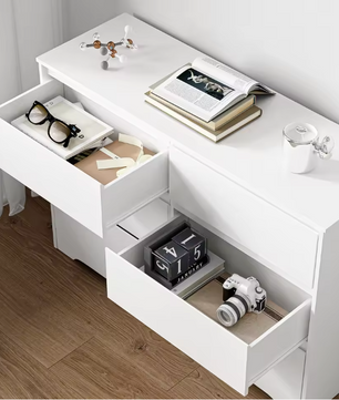Dressoir met 6 Lades – Hoogglans Wit Kast, 120×40×82 cm