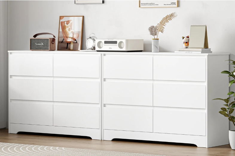 Dressoir met 6 Lades – Hoogglans Wit Kast, 120×40×82 cm