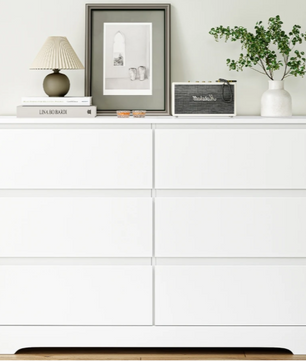 Dressoir met 6 Lades – Hoogglans Wit Kast, 120×40×82 cm