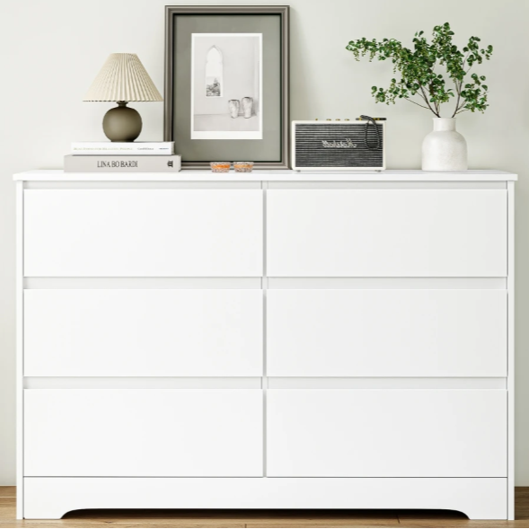 Dressoir met 6 Lades – Hoogglans Wit Kast, 120×40×82 cm