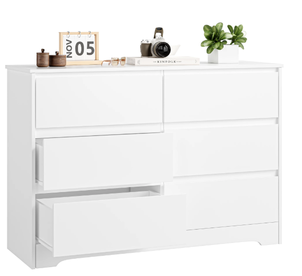 Dressoir met 6 Lades – Hoogglans Wit Kast, 120×40×82 cm