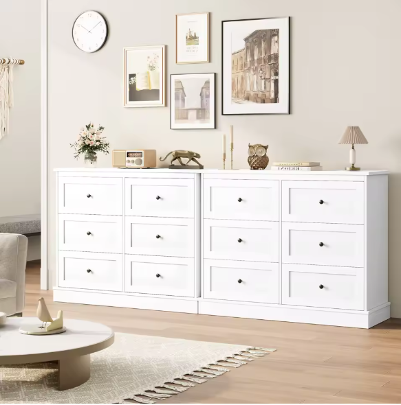 Ladekast met 6 Lades – Houten Dressoir voor Slaapkamer, Woonkamer & Hal