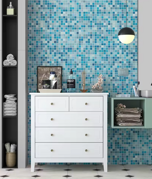 Ladekast met 5 Lades – Witte Houten Dressoir voor Slaap- & Woonkamer