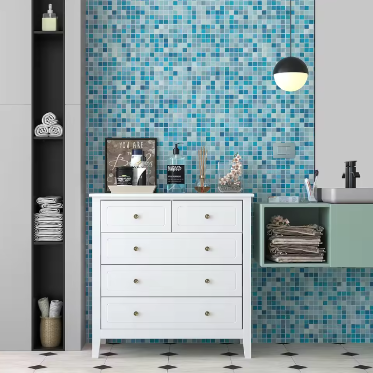 Ladekast met 5 Lades – Witte Houten Dressoir voor Slaap- & Woonkamer