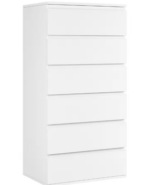 Ladekast met 6 Lades – Hoge Witte/Zwarte Houten Dressoir