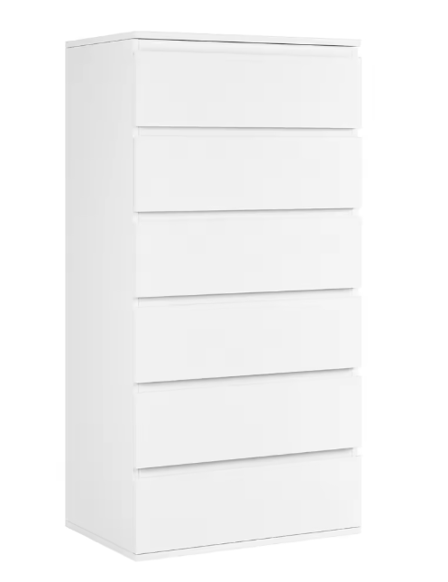 Ladekast met 6 Lades – Hoge Witte/Zwarte Houten Dressoir