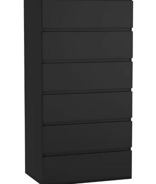 Ladekast met 6 Lades – Hoge Witte/Zwarte Houten Dressoir