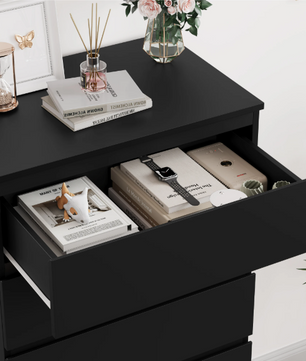 Ladekast met 6 Lades – Hoge Witte/Zwarte Houten Dressoir