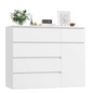 Ladekast met 5 Lades & 1 Deur – Houten Dressoir Wit/Zwart
