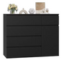 Ladekast met 5 Lades & 1 Deur – Houten Dressoir Wit/Zwart