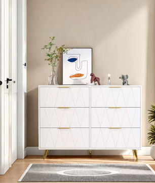 Ladekast met 6 of 4 Lades – Moderne Houten Dressoir met Metalen Poten