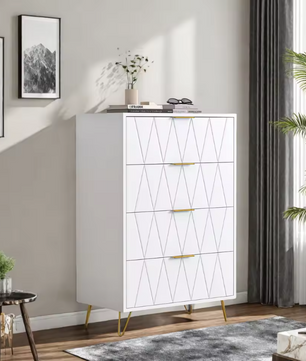 Ladekast met 6 of 4 Lades – Moderne Houten Dressoir met Metalen Poten