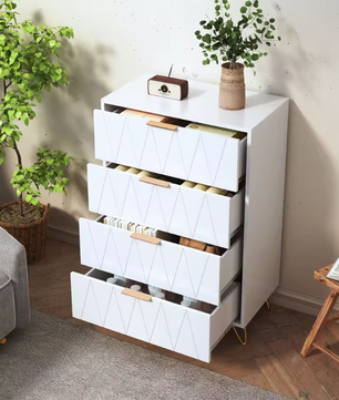 Ladekast met 6 of 4 Lades – Moderne Houten Dressoir met Metalen Poten