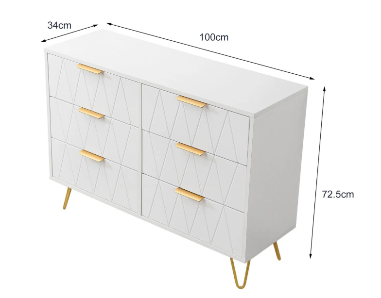 Ladekast met 6 of 4 Lades – Moderne Houten Dressoir met Metalen Poten