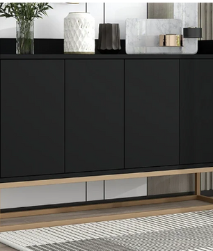 Buffetkast met 4 Deuren – Minimalistisch Dressoir met Metalen Poten