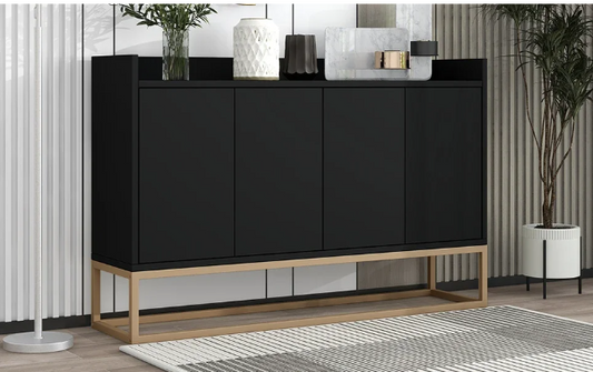 Buffetkast met 4 Deuren – Minimalistisch Dressoir met Metalen Poten