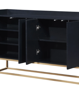 Buffetkast met 4 Deuren – Minimalistisch Dressoir met Metalen Poten