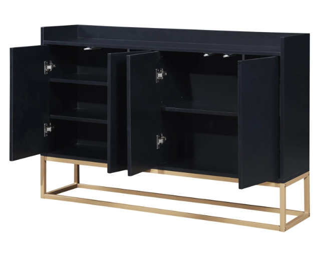 Buffetkast met 4 Deuren – Minimalistisch Dressoir met Metalen Poten