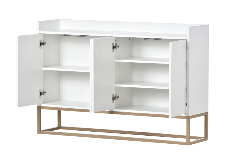 Buffetkast met 4 Deuren – Minimalistisch Dressoir met Metalen Poten