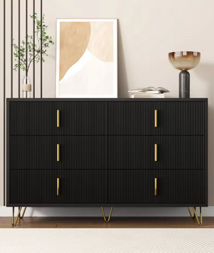 Buffetkast met 6 Lades – Modern Dressoir 120×77×40 cm met Gouden Handgrepen