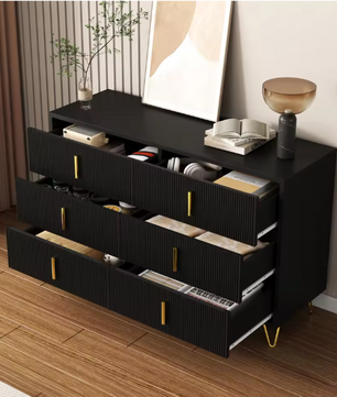 Buffetkast met 6 Lades – Modern Dressoir 120×77×40 cm met Gouden Handgrepen