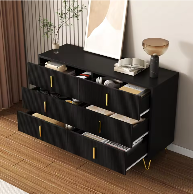 Buffetkast met 6 Lades – Modern Dressoir 120×77×40 cm met Gouden Handgrepen