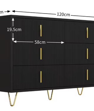 Buffetkast met 6 Lades – Modern Dressoir 120×77×40 cm met Gouden Handgrepen