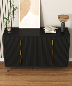 Buffetkast met 6 Lades – Modern Dressoir 120×77×40 cm met Gouden Handgrepen