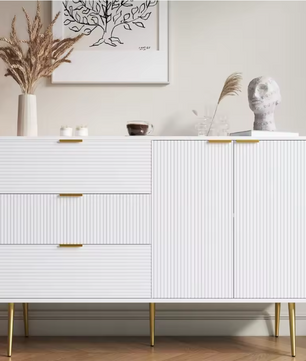 Dressoir met 3 Lades & 2 Deuren – Modern Sideboard met Gouden Poten