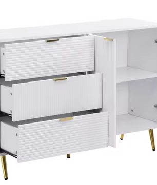Dressoir met 3 Lades & 2 Deuren – Modern Sideboard met Gouden Poten
