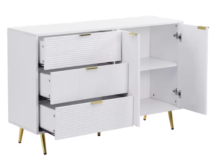 Dressoir met 3 Lades & 2 Deuren – Modern Sideboard met Gouden Poten