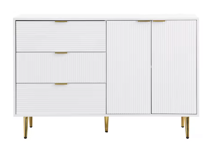 Dressoir met 3 Lades & 2 Deuren – Modern Sideboard met Gouden Poten