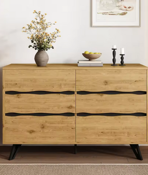 Moderne Ladekast met 6 Lades – Houten Sideboard 120×40×75,5 cm