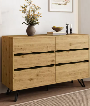 Moderne Ladekast met 6 Lades – Houten Sideboard 120×40×75,5 cm