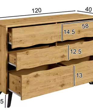 Moderne Ladekast met 6 Lades – Houten Sideboard 120×40×75,5 cm